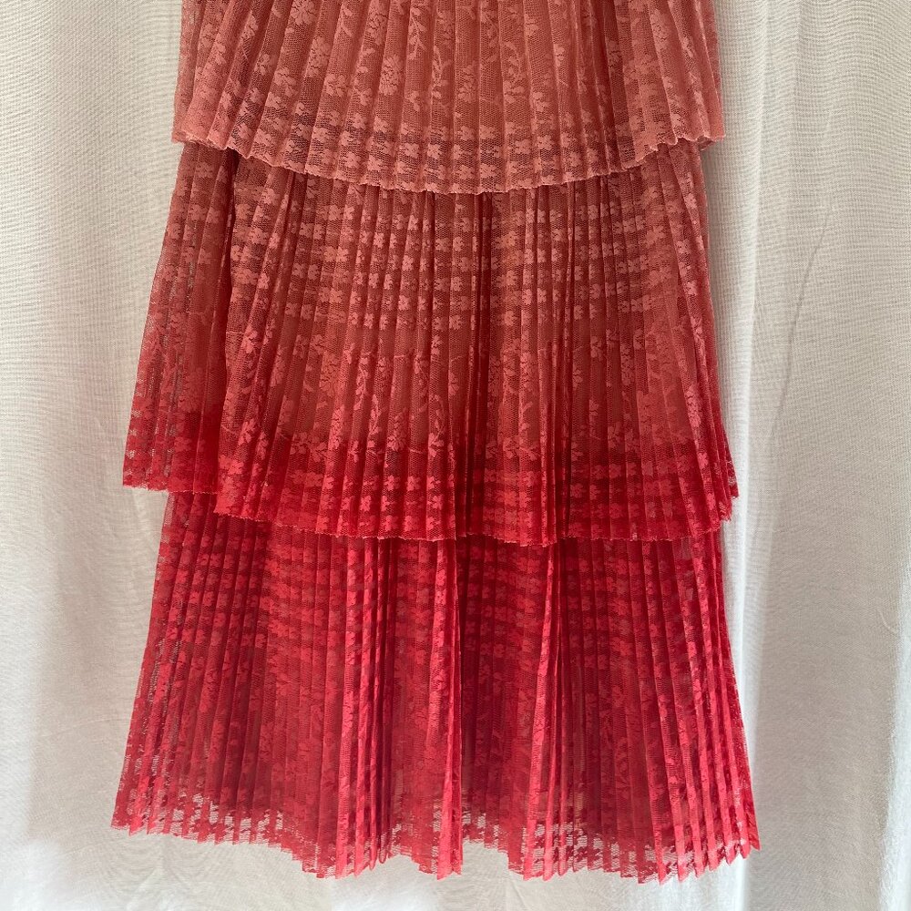 Maeve Pink to Red Ombre Pleated Maxi Skirt - Picture 2 of 6